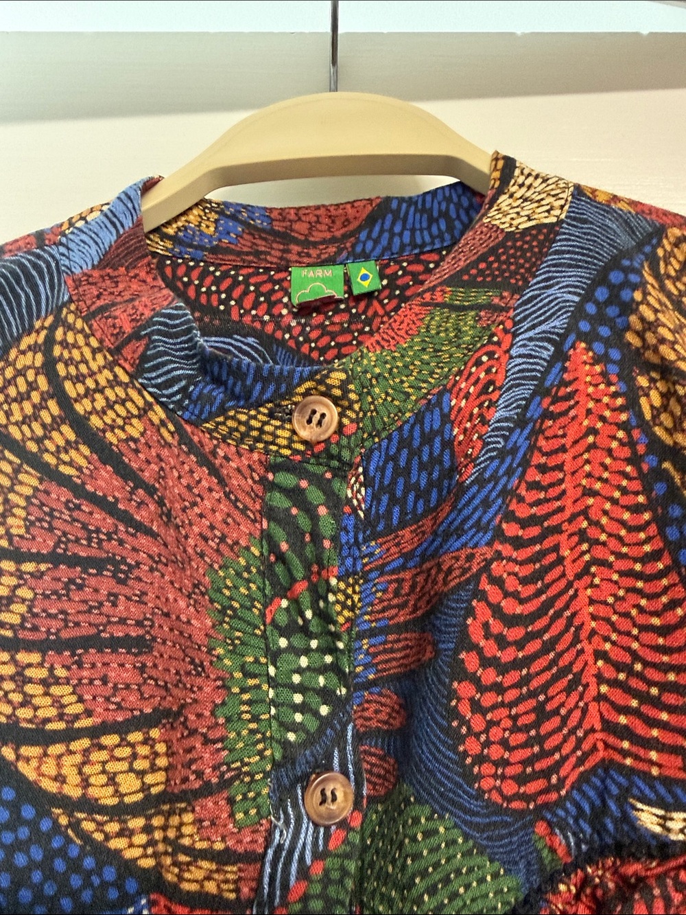Women’s Multicolor Printed Ruffle-Front Blouse - Picture 2 of 4
